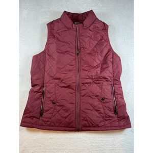 Women's Vest, Quilted Lightweight Zip Pockets Padded Gilet Red Size Large